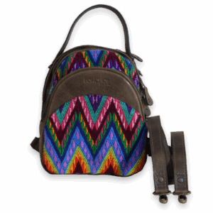 Alitzel, Handmade leather backpack, with huipil
